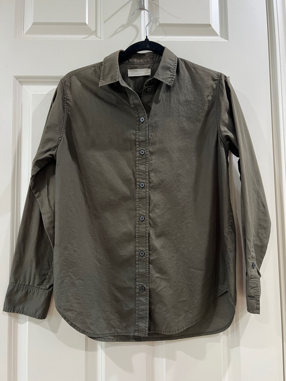 Everlane 100% Cotton Classic Button‑Down Shirt – Olive – Size 2